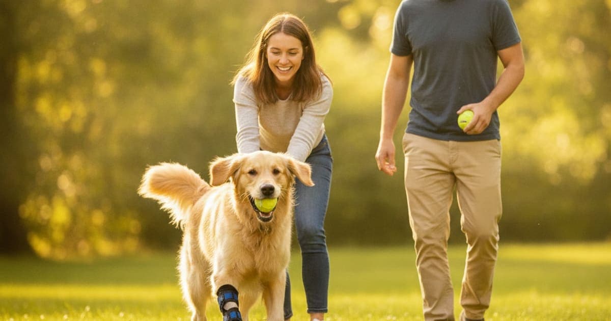 A dog being cared for at home, illustrating what helps a dog with torn acl? (ccl recovery explained)