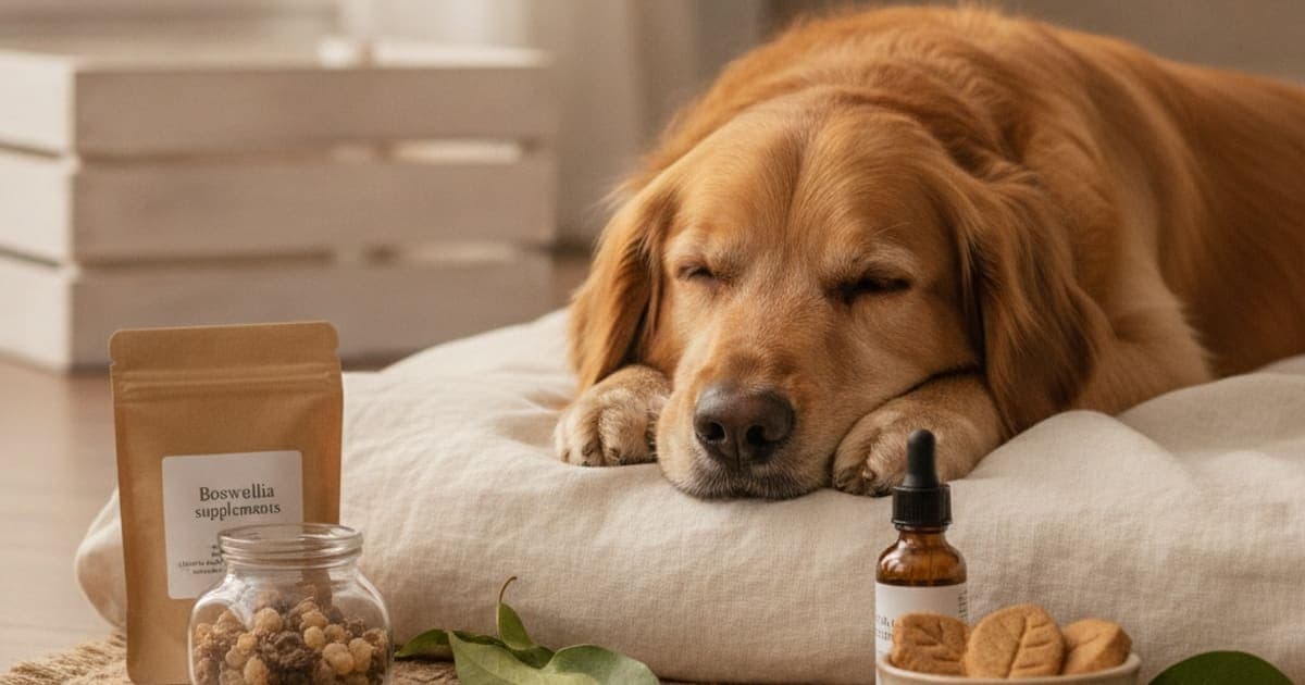 A dog being cared for at home, illustrating what is boswellia for dogs? (boswellic acids explained)