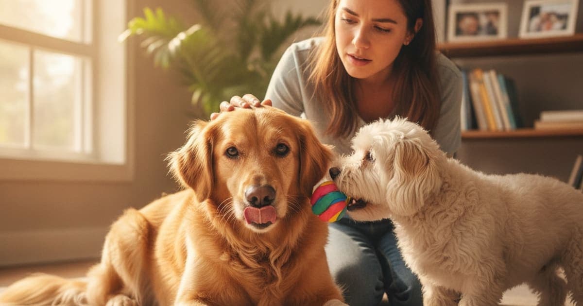 A dog being cared for at home, illustrating what makes amputation recovery worse in dogs? (key risks)