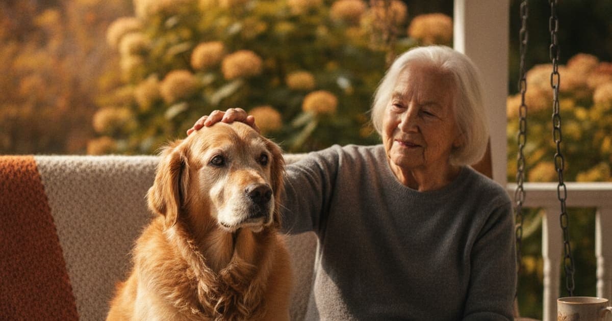 A dog being cared for at home, illustrating what makes cognitive decline worse in dogs? (key triggers)