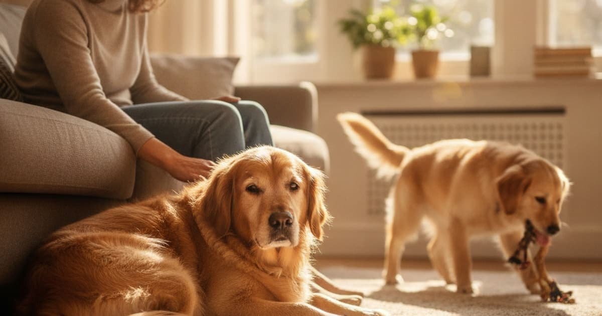 A dog being cared for at home, illustrating what makes hind end weakness worse in dogs? (key factors)