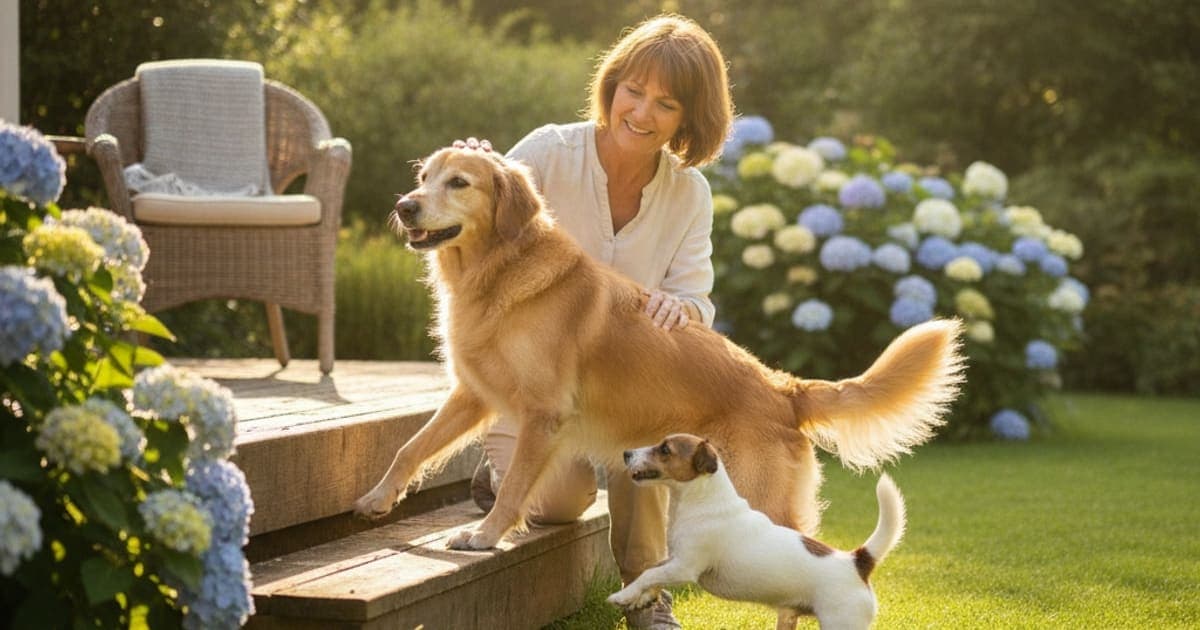 A dog being cared for at home, illustrating what makes hip weakness worse in dogs? (key factors)
