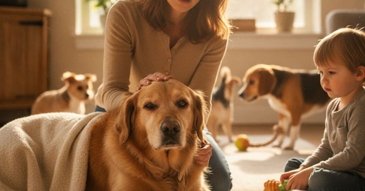 A dog being cared for at home, illustrating what makes ivdd worse in dogs? (triggers to avoid)