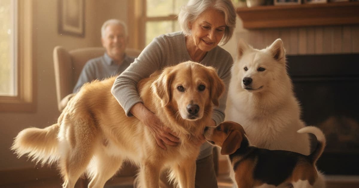 A dog being cared for at home, illustrating what makes muscle atrophy worse in dogs? (key drivers)