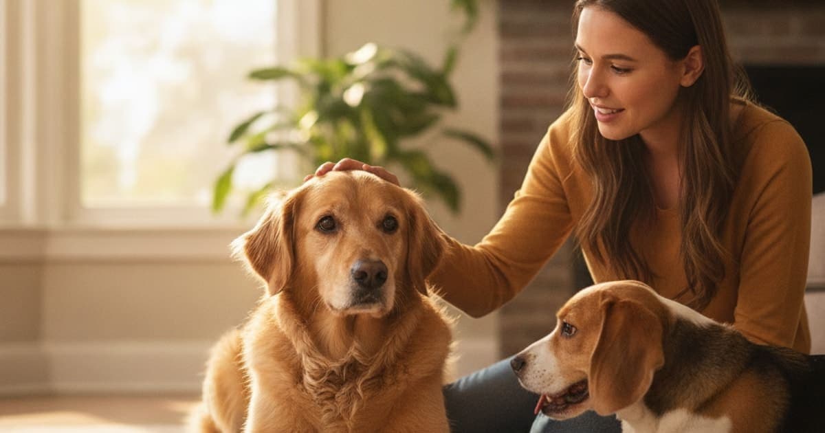 A dog being cared for at home, illustrating what makes muscle tear worse in dogs? (key risk factors)