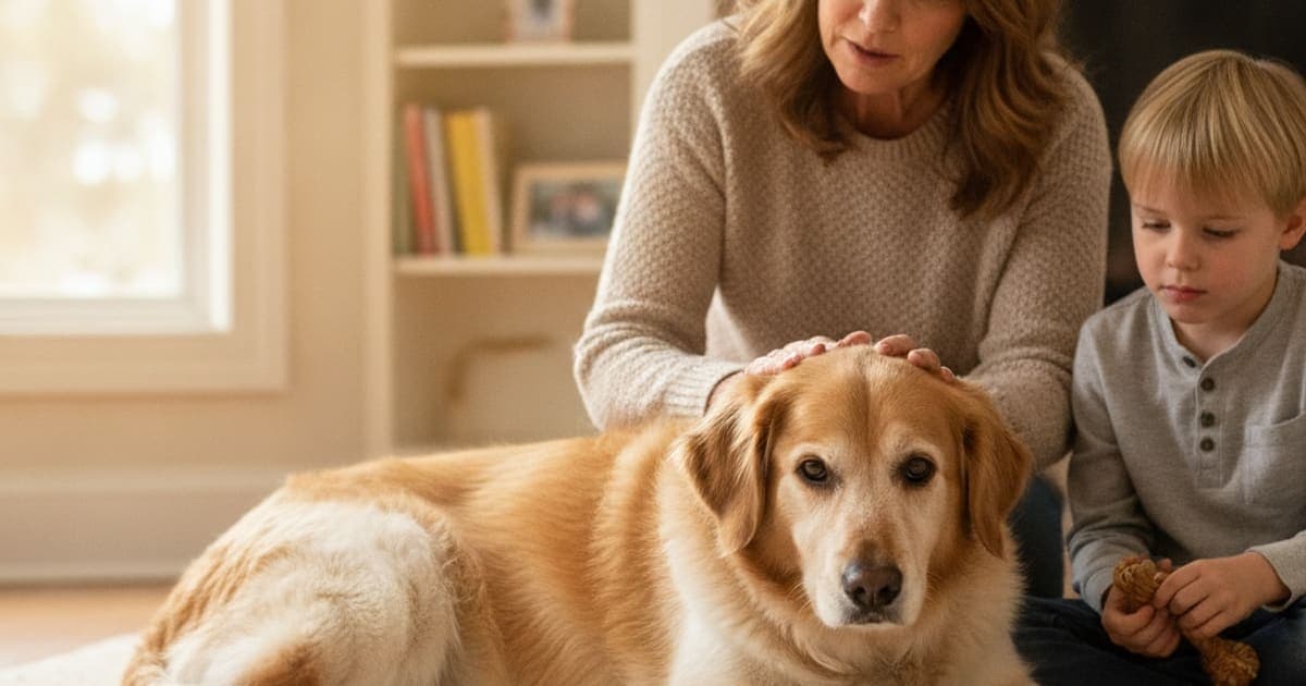 A dog being cared for at home, illustrating what makes pressure sores worse in dogs? (key factors)