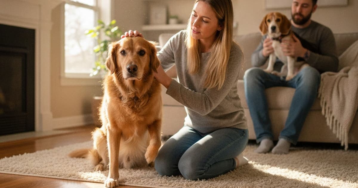 A dog being cared for at home, illustrating what makes soft tissue injury worse in dogs? (key causes)