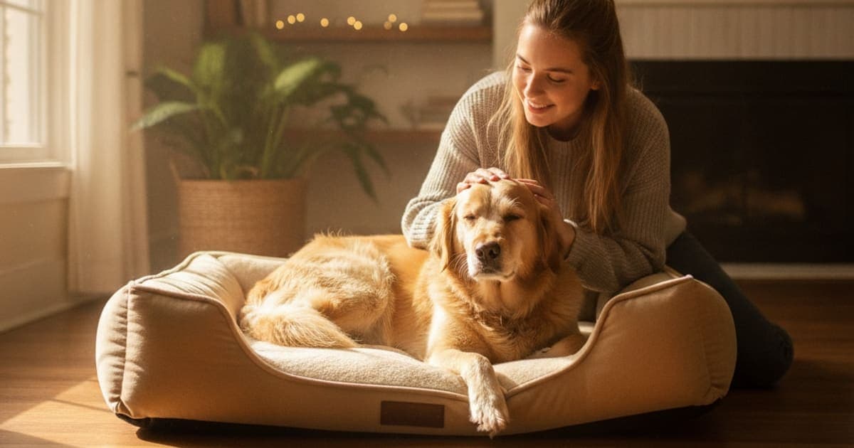 A dog being cared for at home, illustrating what makes spinal injury worse in dogs? (key risk factors)