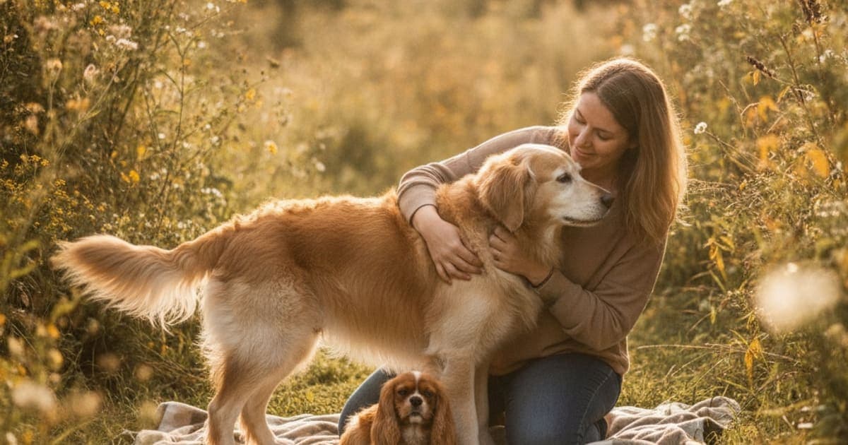 A dog being cared for at home, illustrating what makes spondylosis worse in dogs? (key triggers)