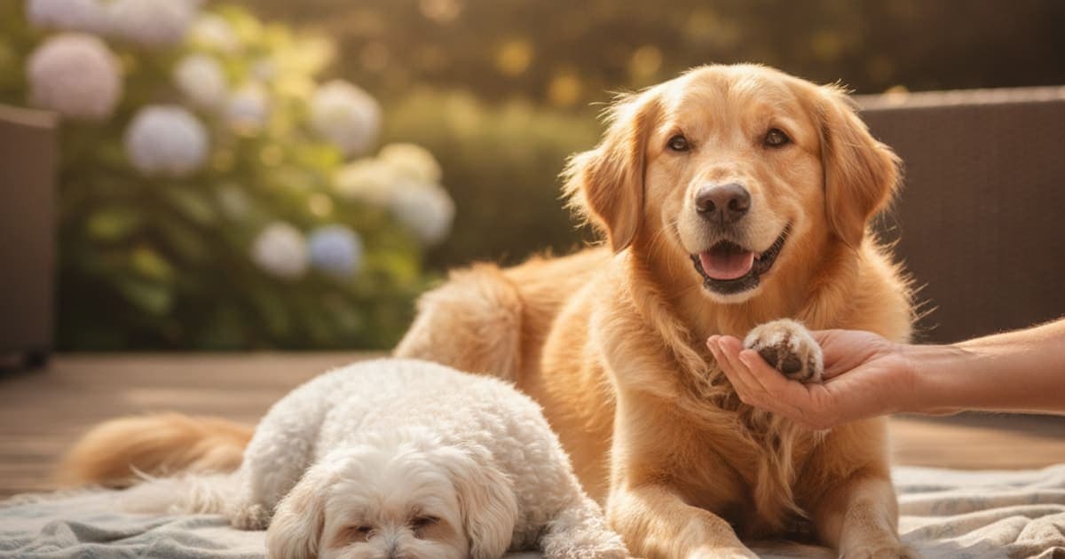 A dog being cared for at home, illustrating what makes toe injury worse in dogs? (common causes)