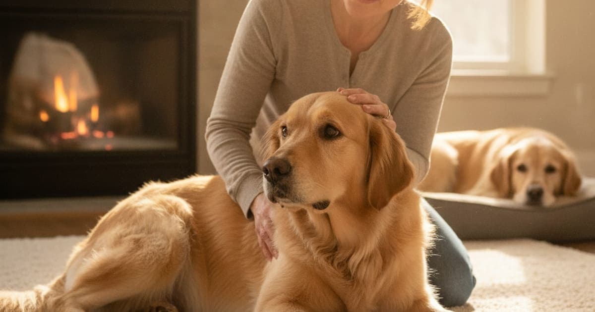 A dog being cared for at home, illustrating what makes tplo recovery worse in dogs? (key factors)
