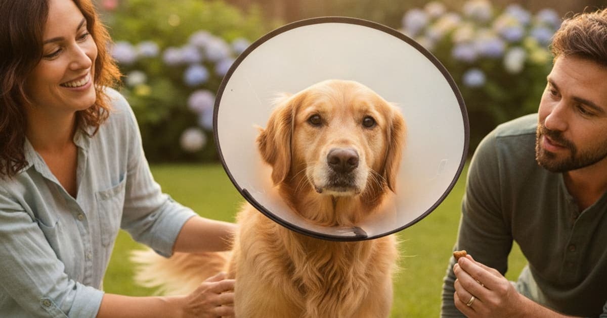 A dog being cared for at home, illustrating what makes wound healing worse in dogs? (key causes)