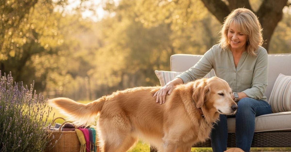 A dog being cared for at home, illustrating what supplements can i give my dog for arthritis