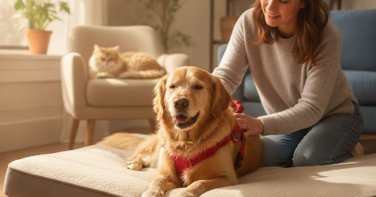 A dog being cared for at home, illustrating what should i give my dog for cauda equina syndrome