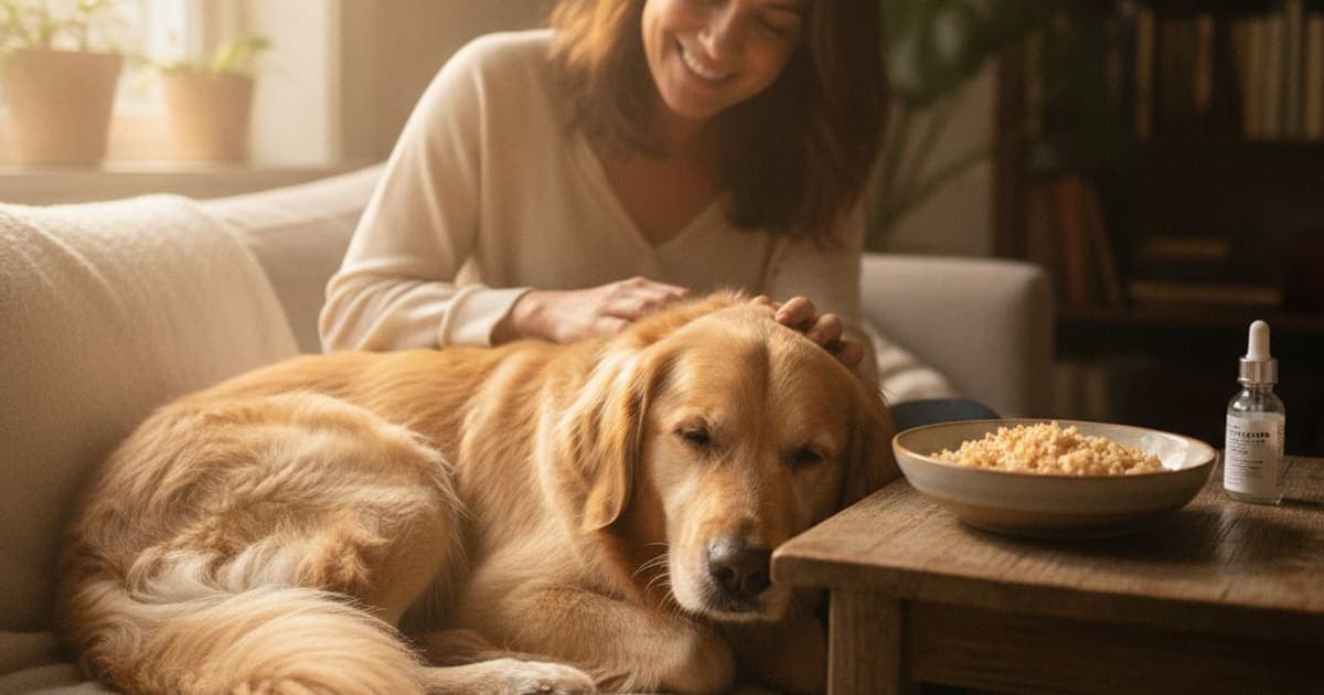 A dog being cared for at home, illustrating what to give a dog with chronic diarrhea (where to start)