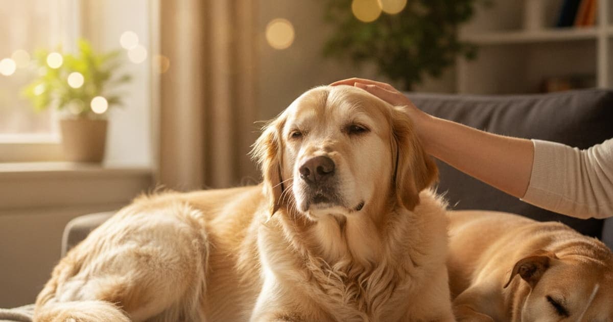 A dog being cared for at home, illustrating what to give a dog with degenerative myelopathy (dm care)