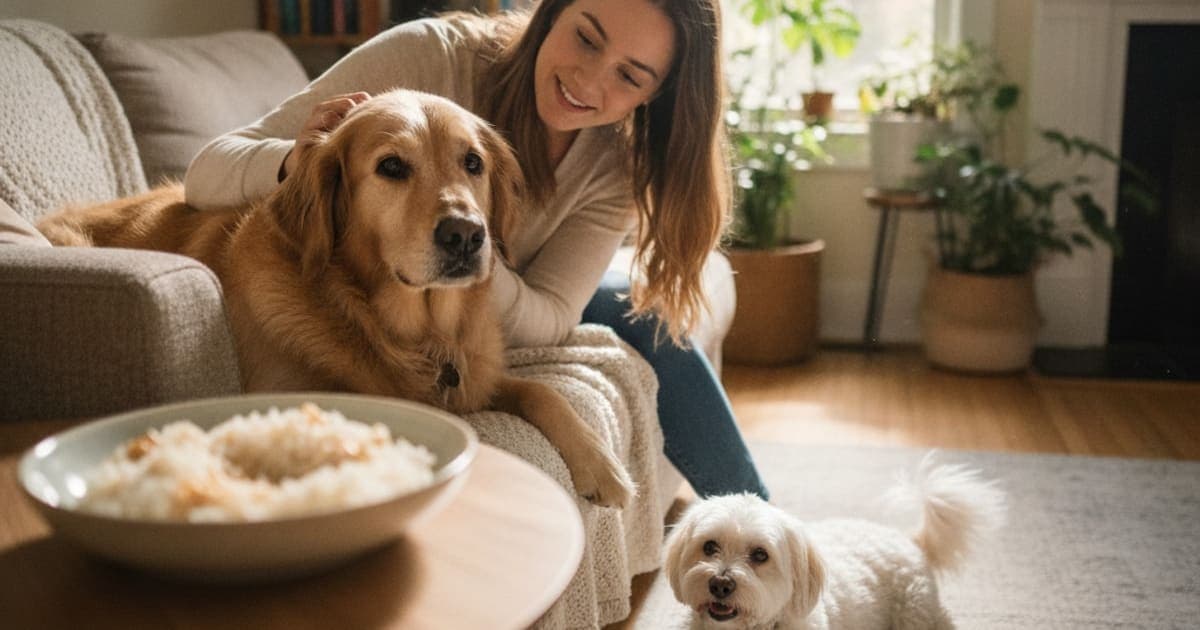 A dog being cared for at home, illustrating what should i give my dog for gastritis? (diet & care)