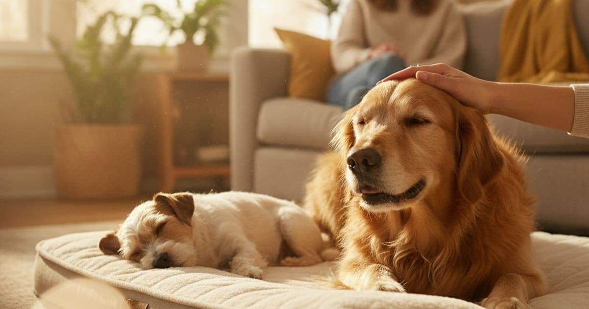 A dog being cared for at home, illustrating what to give a dog with ivdd (recovery essentials)