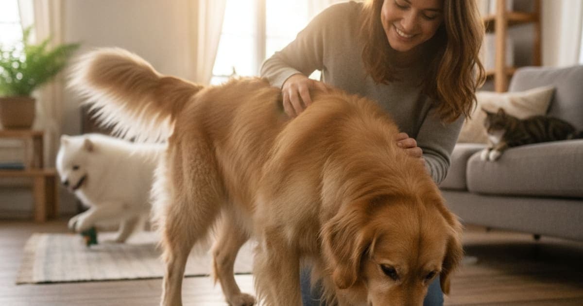 A dog being cared for at home, illustrating what to give a dog with leaky gut? (gut barrier support)