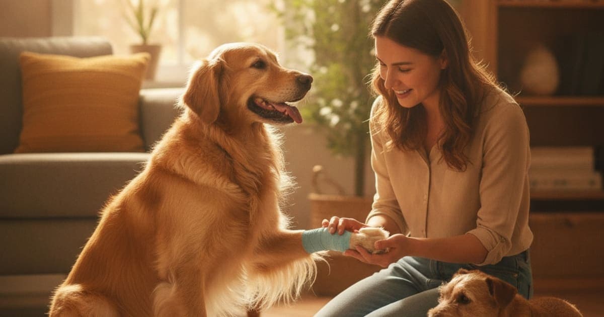 A dog being cared for at home, illustrating what to give a dog with lick granuloma? (explained)