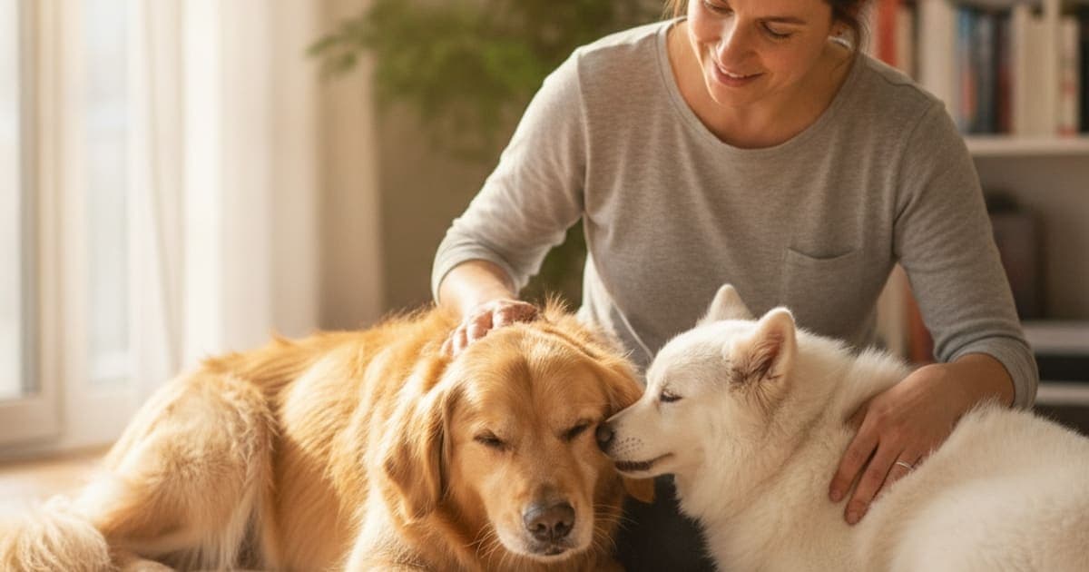 A dog being cared for at home, illustrating what to give a dog with lumbosacral stenosis (options)