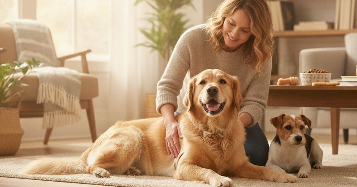 A dog being cared for at home, illustrating what to give a dog with meniscus tear? (recovery guide)