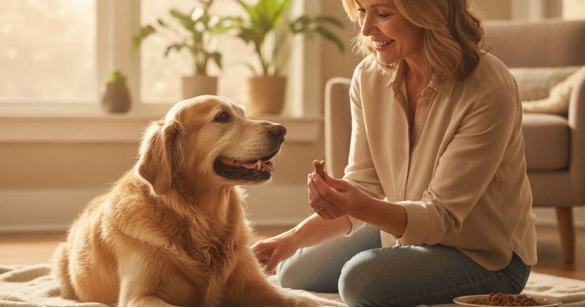 A dog being cared for at home, illustrating what to give a dog with obesity joint strain (explained)