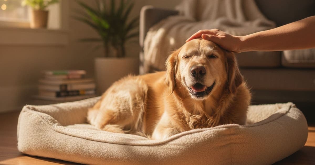A dog being cared for at home, illustrating what to give a dog with osteoarthritis (real options)