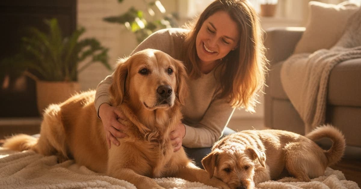 A dog being cared for at home, illustrating what to give a dog with osteochondritis dissecans (ocd)