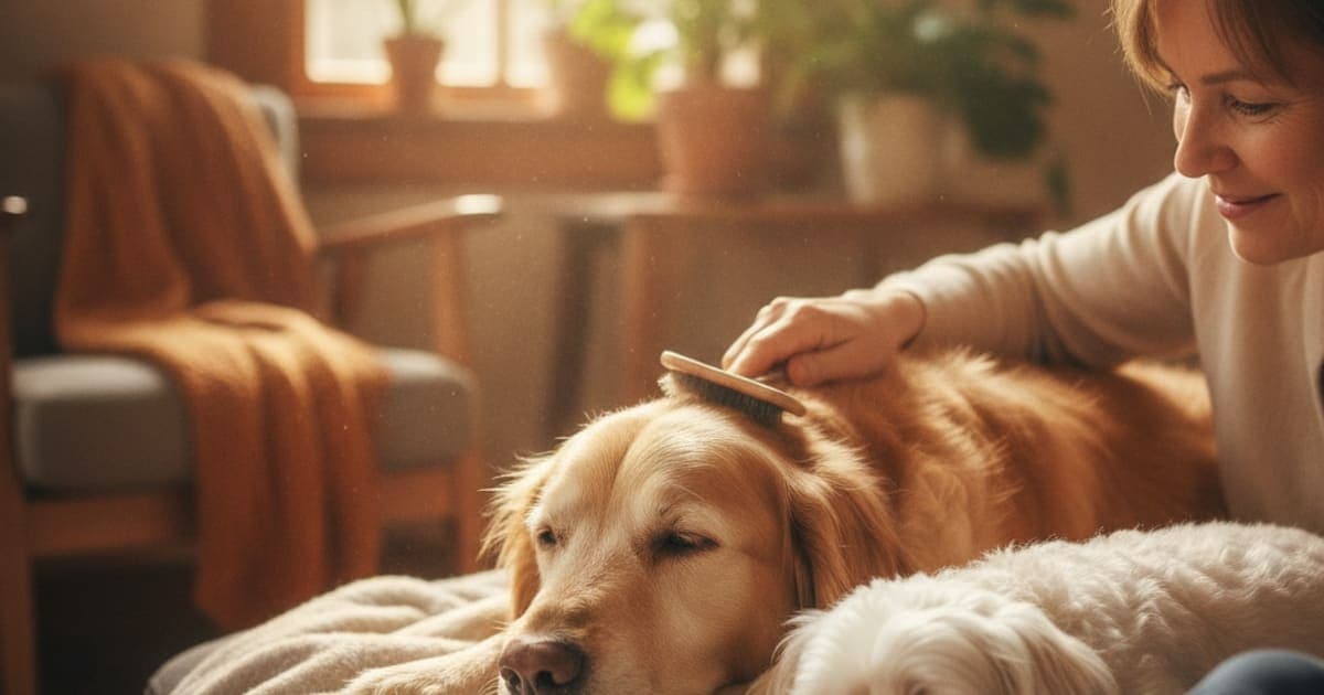A dog being cared for at home, illustrating what should i give my dog for reduced stamina