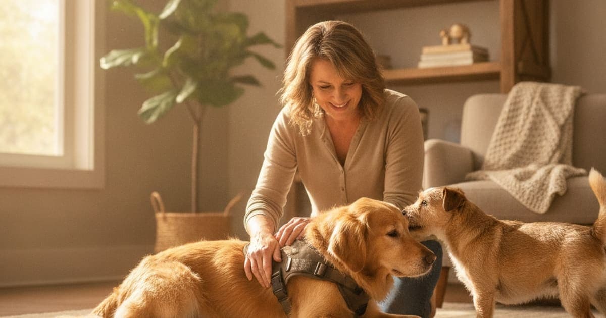A dog being cared for at home, illustrating what to give a dog with spinal injury (recovery support)