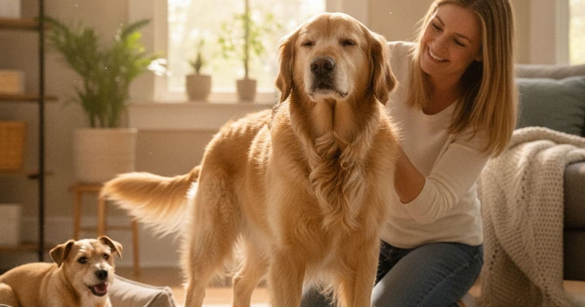 A dog being cared for at home, illustrating what to give a dog with spondylosis? (daily care)