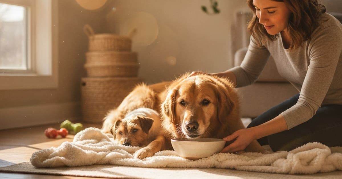 A dog being cared for at home, illustrating what to give a dog with vestibular disease? (owner guide)
