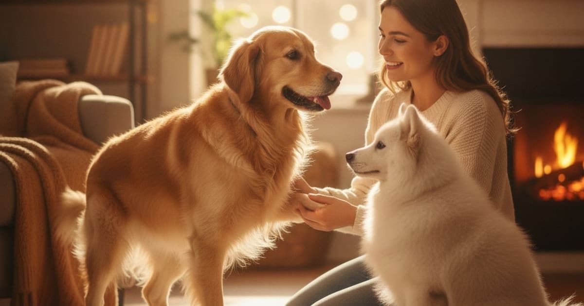 A dog being cared for at home, illustrating when to take a dog to the vet for holding up a back leg