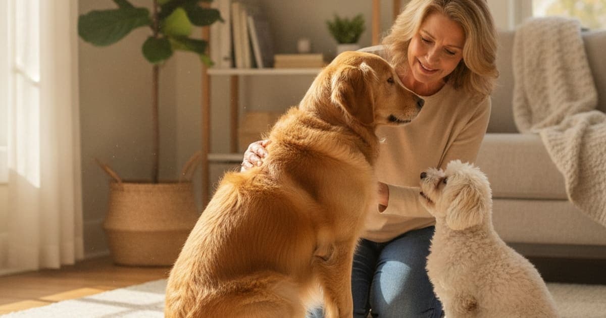 A dog being cared for at home, illustrating when should i take a dog to the vet for hunched back