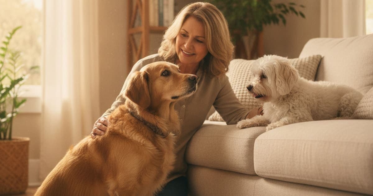 A dog being cared for at home, illustrating when to see a vet: dog reluctant to jump on the couch