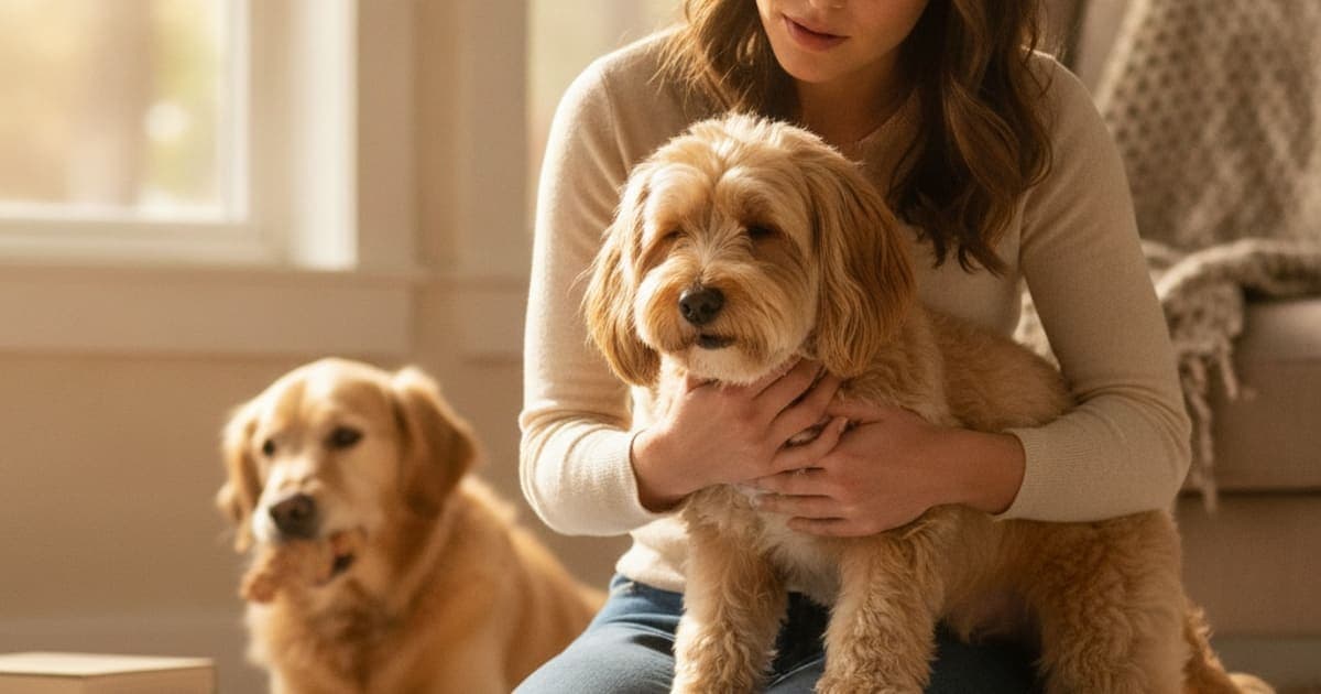 A dog being cared for at home, illustrating when should i take a dog to the vet for yelping? (red flags)