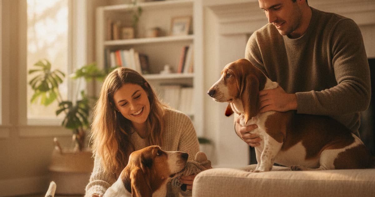 A dog being cared for at home, illustrating why basset hounds are prone to joint problems