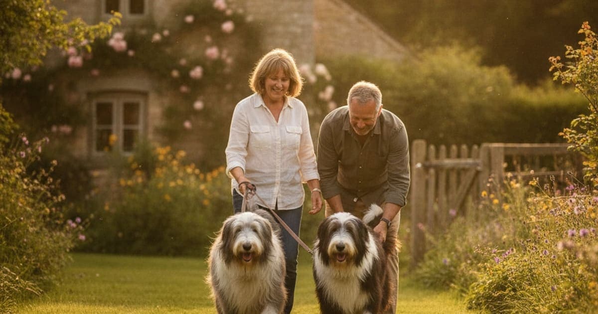 A dog being cared for at home, illustrating why bearded collies are prone to joint problems