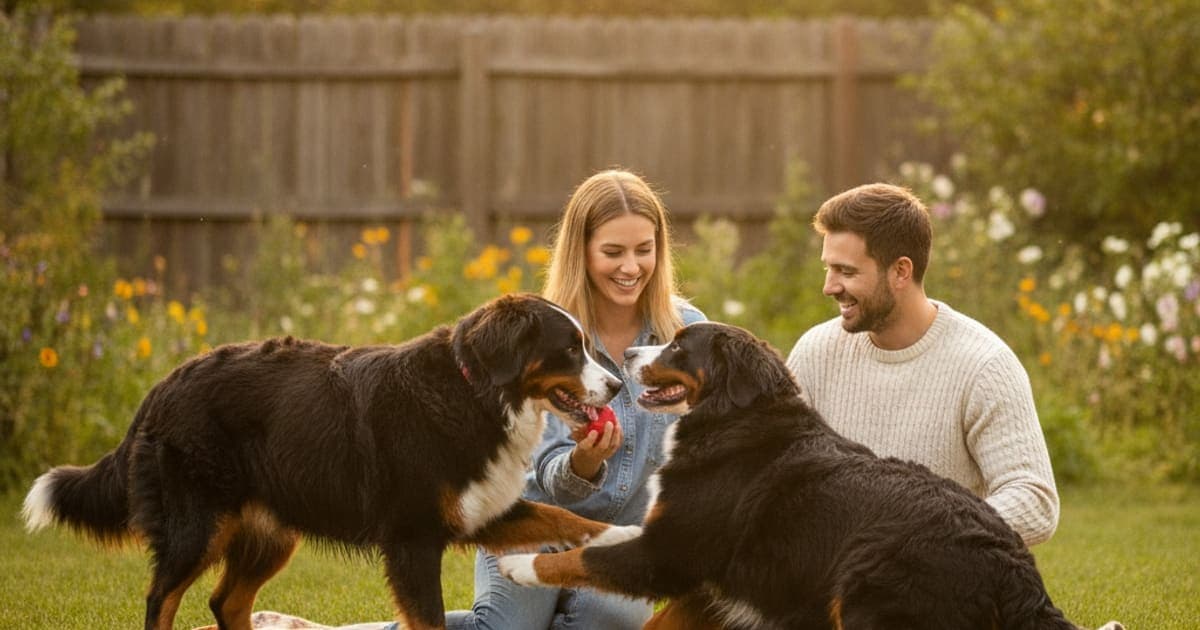A dog being cared for at home, illustrating why bernese mountain dogs are prone to joint problems