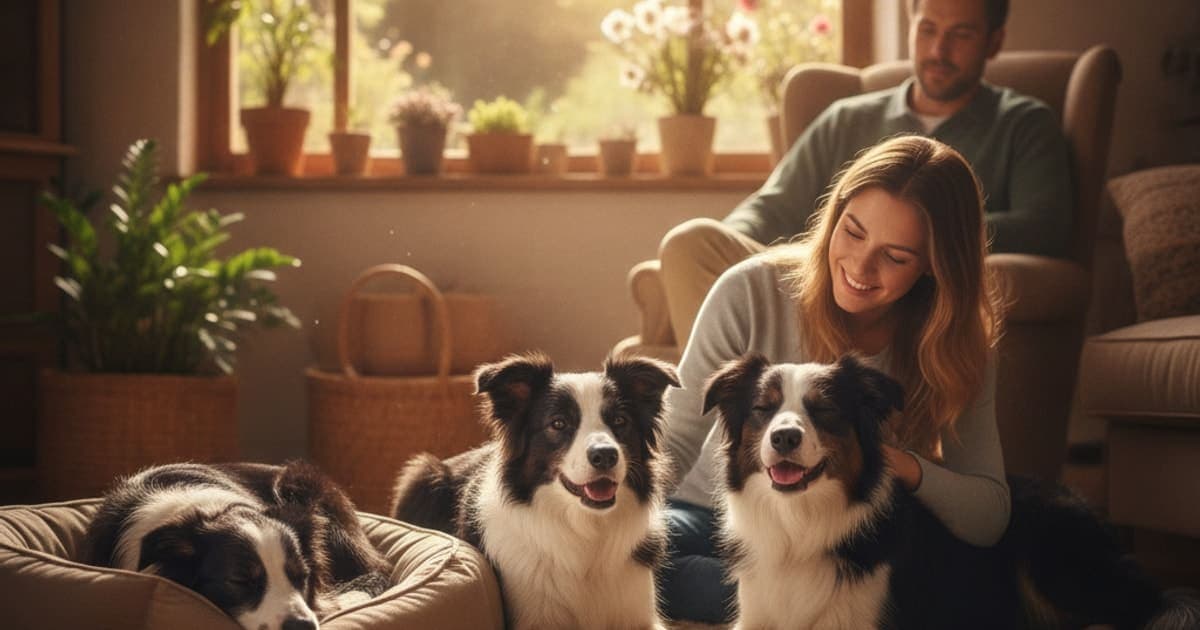 A dog being cared for at home, illustrating why border collies are prone to joint problems