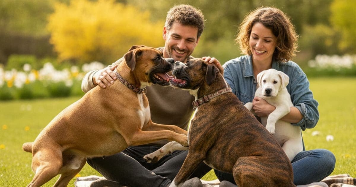 A dog being cared for at home, illustrating why boxers are prone to joint problems