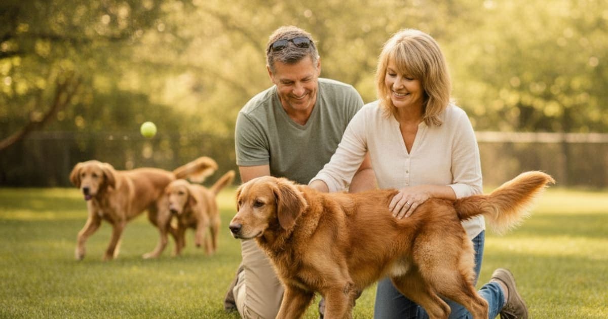 A dog being cared for at home, illustrating why chesapeake bay retrievers are prone to joint problems