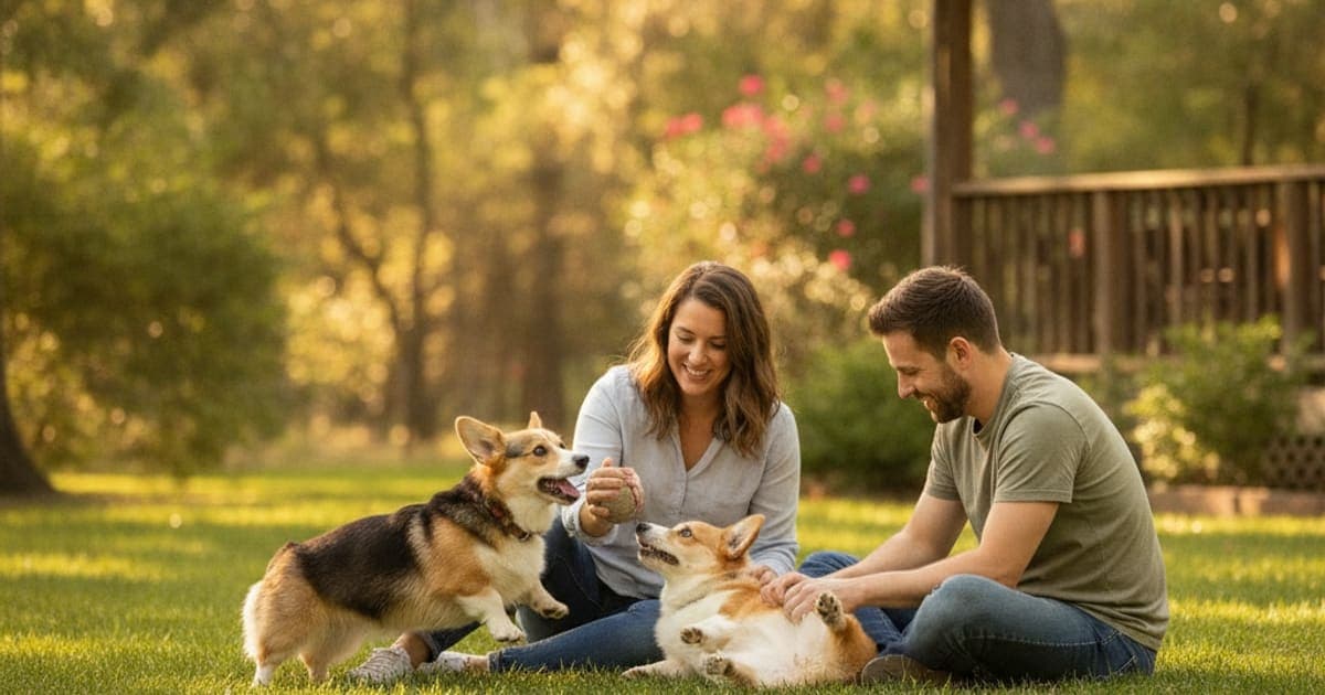 A dog being cared for at home, illustrating why corgis are prone to joint problems