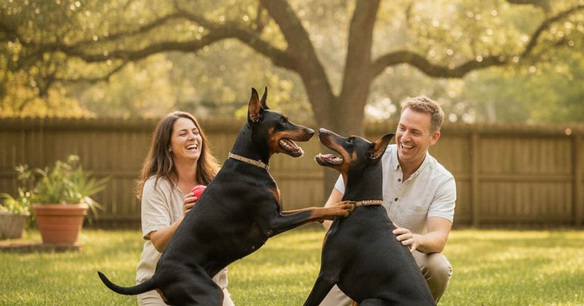 A dog being cared for at home, illustrating why dobermans are prone to joint problems