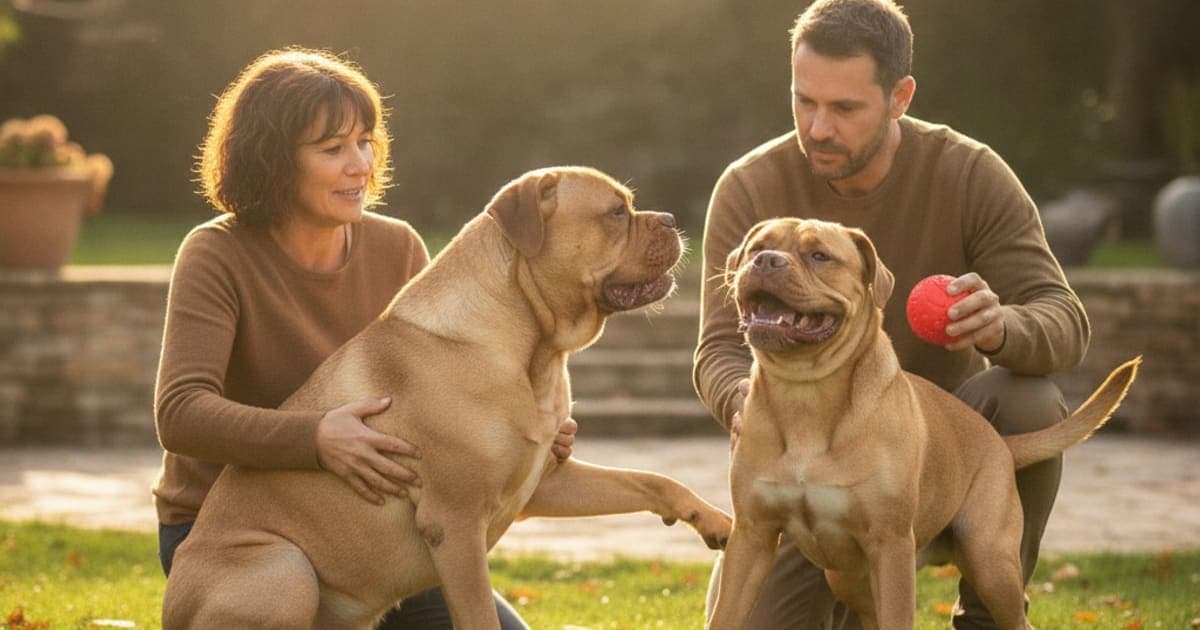 A dog being cared for at home, illustrating why dogues de bordeaux are prone to joint problems