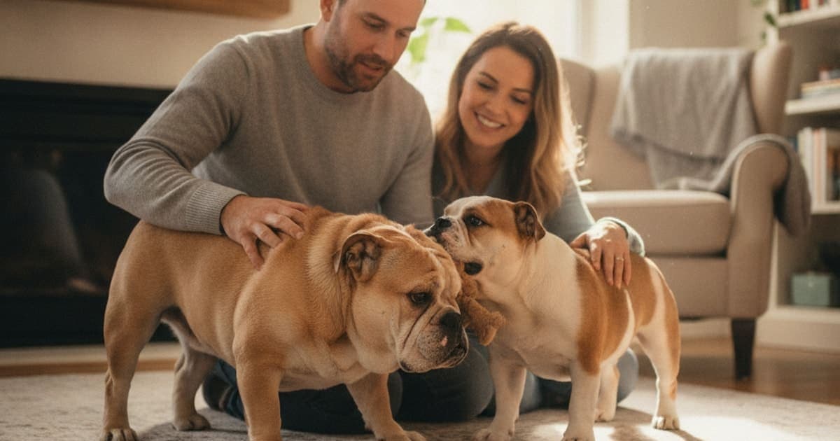 A dog being cared for at home, illustrating why english bulldogs are prone to joint problems
