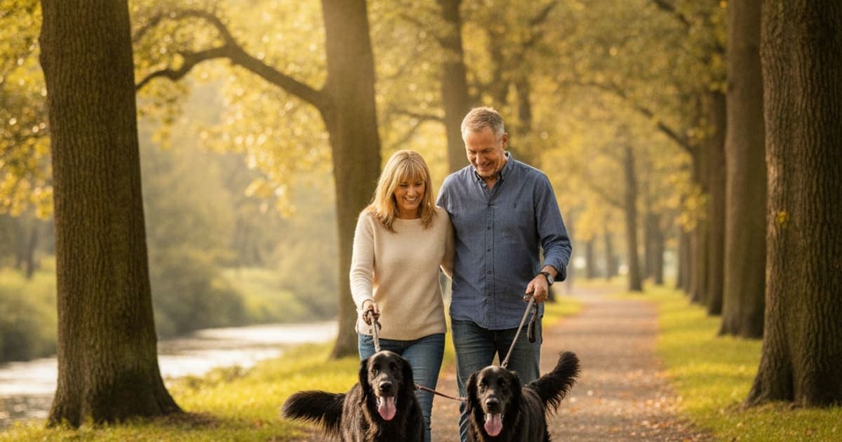 A dog being cared for at home, illustrating why flat-coated retrievers are prone to joint problems