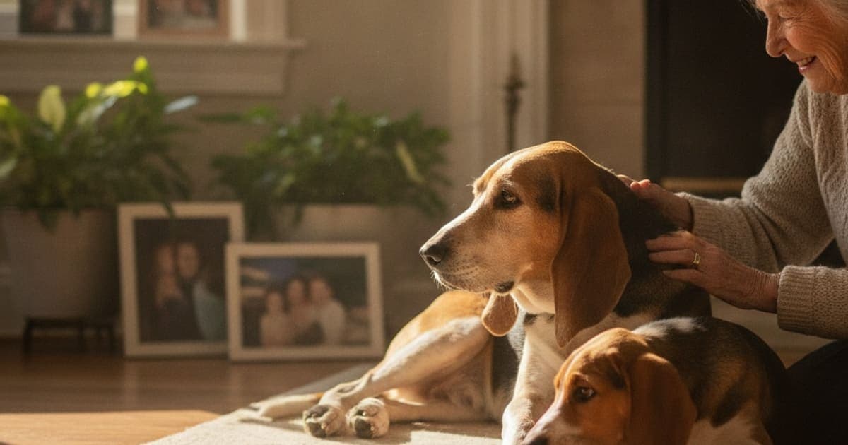 A dog being cared for at home, illustrating why foxhounds are prone to joint problems