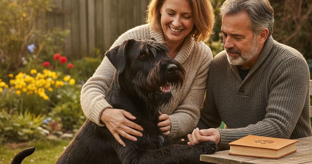 A dog being cared for at home, illustrating why giant schnauzers are prone to joint problems